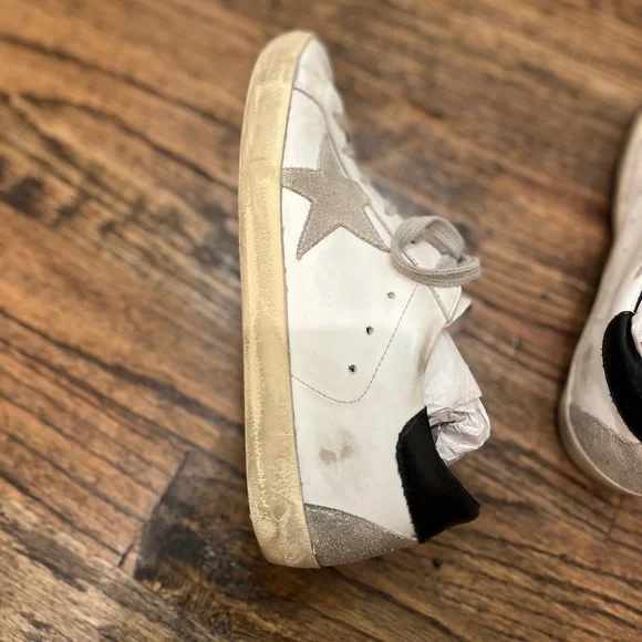 Golden Goose Superstar White Leather Sneakers Grey Star Black Back Size EUR 36 - Picture 6 of 16